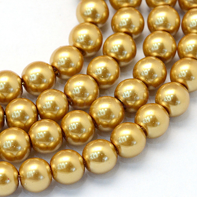 Baking Paint Pearlized Glass Pearl Round Bead Strands HY-Q003-10mm-08-1
