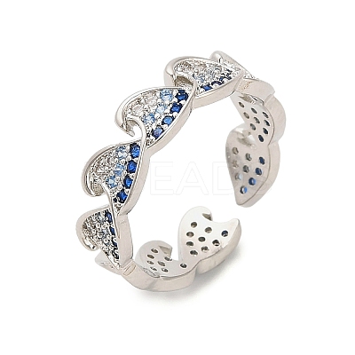 Brass Micro Pave Cubic Zirconia Cuff Rings RJEW-P169-03P-1