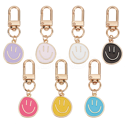 14Pcs 7 Colors Smiling Face Enamel Pendant Decorations KEYC-AR0001-25-1