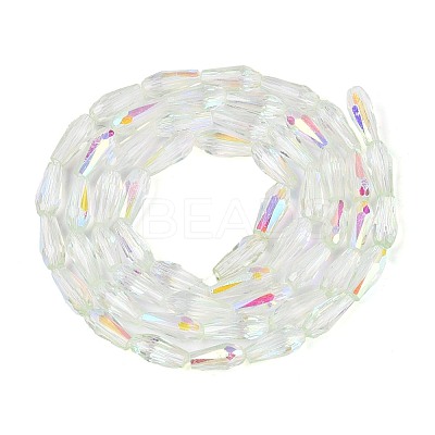 AB Color Plated Transparent Glass Teardrop Beads Strands EGLA-T029-08B-1