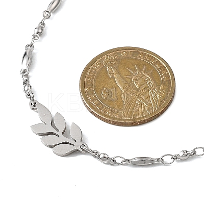 201 Stainless Steel Leaf Pendant 304 Stainless Steel Chain Necklaces NJEW-JN05674-1