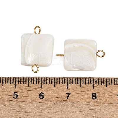 Natural Shell Square Connector Charms X1-STAS-D378-27G-1