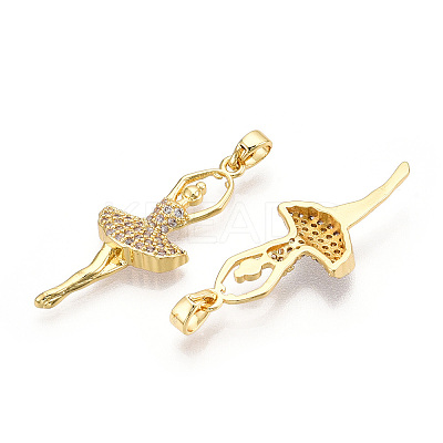 Brass Micro Pave Cubic Zirconia Pendants ZIRC-T016-04G-1