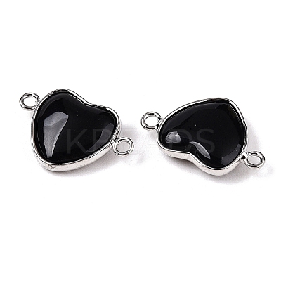 Natural Obsidian Love Heart Pendants G-T138-205D-P-1