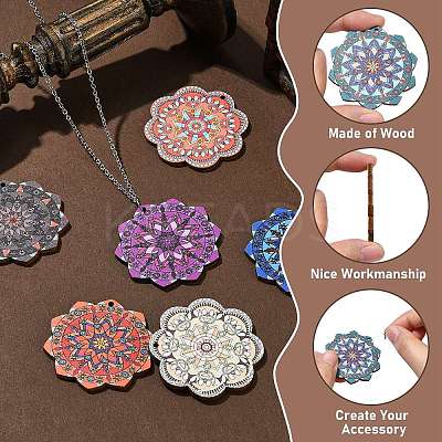 32Pcs 16 Styles Printed Wooden Pendants WOOD-CJ0001-96-1