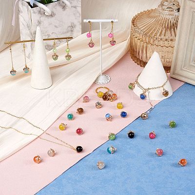10Pcs Gemstone Charm Pendant Crystal Quartz Healing Natural Stone Pendants Buckle for Jewelry Necklace Earring Making Cra JX599J-1