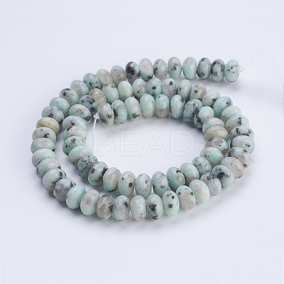 Natural Sesame Jasper/Kiwi Jasper Beads Strands X-G-P354-06-8x5mm-1