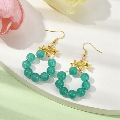 Imitation Jade Glass Beaded Ring Dangle Earrings EJEW-JE05567-03-1