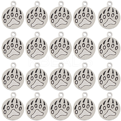 80Pcs Dog Paw Print Tibetan Style Alloy Pendant Enamel Settings TIBEP-SC0002-72-1