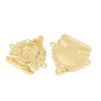 Brass Micro Pave Clear Cubic Zirconia Religion Ganesha Connector Charms KK-F931-07G-1