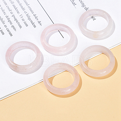 Natural Rose Quartz Plain Band Finger Rings RJEW-H230-13E-02-1