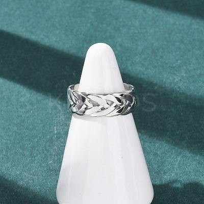 304 Stainless Steel Criss Cross Cuff Rings RJEW-G368-01P-1