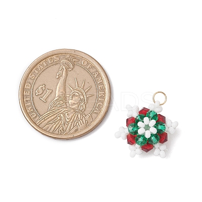 5Pcs 5 Colors Glass Seed Beaded Snowflake Pendants PALLOY-MZ00815-1