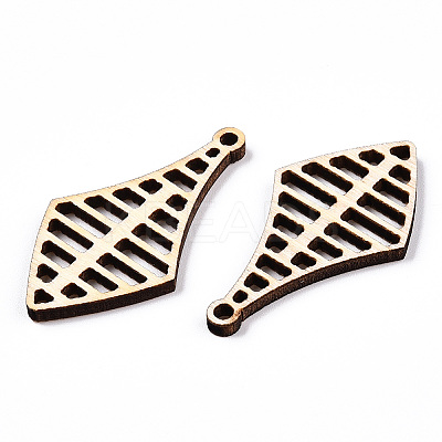 Undyed Natural Poplar Wood Pendants WOOD-TAC0002-60-1