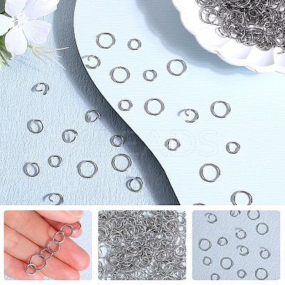 1200Pcs 3 Styles 304 Stainless Steel Open Jump Rings STAS-SP0001-67-1