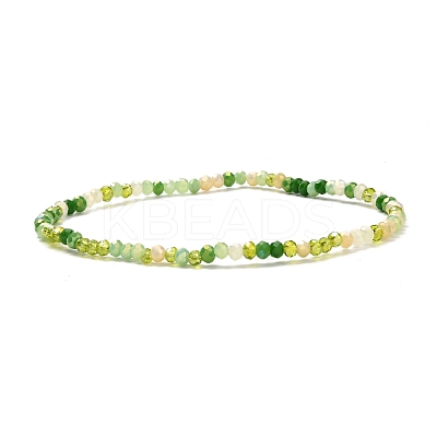 Faceted Round Glass Beads Stretch Bracelet for Teen Girl Women BJEW-JB07072-04-1