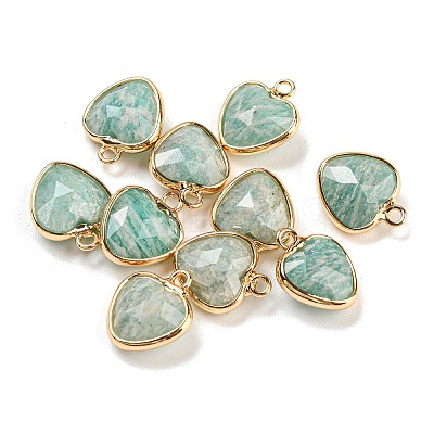 Natural Amazonite Faceted Heart Charms G-Q006-07G-11-1