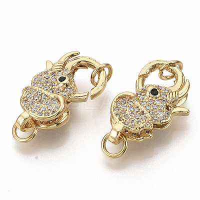 Brass Micro Pave Clear Cubic Zirconia Lobster Claw Clasps ZIRC-S066-012-1