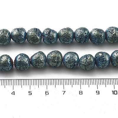 Electroplated Natural Lava Rock Beads Strands G-A251-D01-01A-1