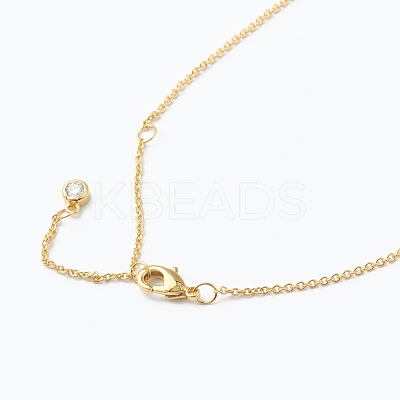 Brass Micro Pave Clear Cubic Zirconia Pendant Necklaces NJEW-J059-01B-1