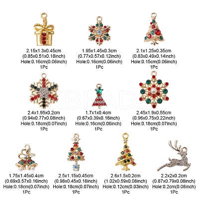 10Pcs 10 Style Rack Plating Alloy Pendants FIND-YW0003-85-1