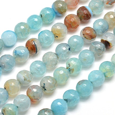 Dyed Natural Agate Faceted Round Beads Strands G-E268-04-1