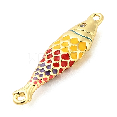 Brass Enamel Fish Connector Charms KK-H527-11G-01-1