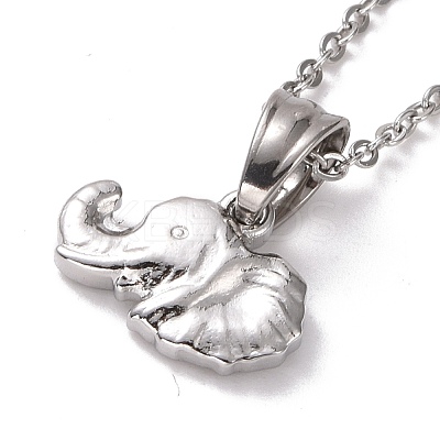 Non-Tarnish 304 Stainless Steel Elephant Pendant Necklace for Women STAS-E154-26P-1