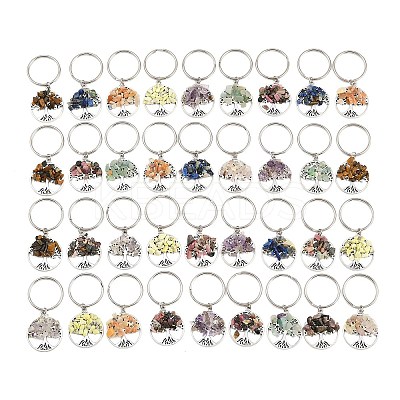 4 Sets Natural Stone Keychains KEYC-FH0001-20-1-1