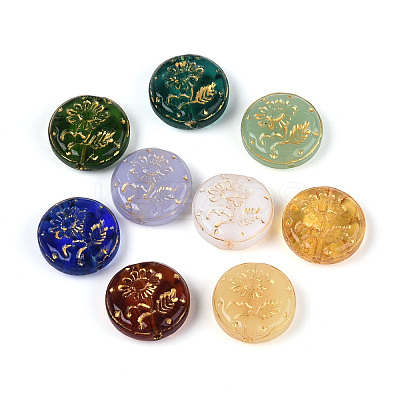Baking Paint and Golden Metal Enlaced Glass Beads DGLA-T004-31M-1