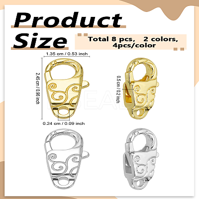 8Pcs 2 Colors Brass Lobster Claw Clasps KK-LP0004-41-1