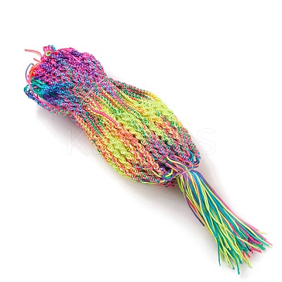 Rainbow Color Polyester Braided Adjustable Bracelet Making for Women BJEW-F454-04-1