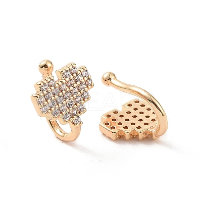 Clear Cubic Zirconia Heart Cuff Earrings ZIRC-I064-10G-1