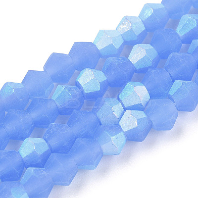Imitation Jade Bicone Frosted Glass Bead Strands EGLA-A039-J4mm-MB04-1