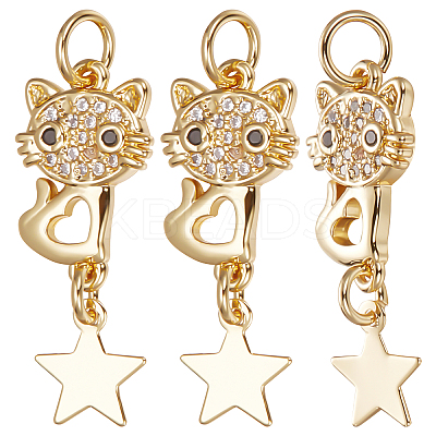 Eco-friendly Brass Micro Pave Clear Cubic Zirconia Pendants KK-BBC0005-17-1