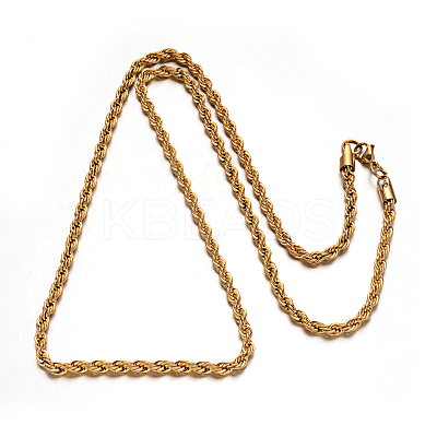 304 Stainless Steel Rope Chain Necklaces NJEW-M151-18G-B-1
