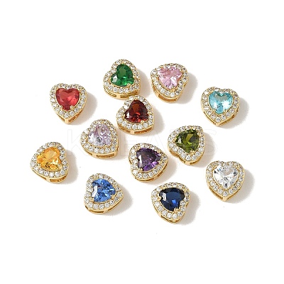 Brass Micro Pave Cubic Zirconia Beads KK-I276-46G-1