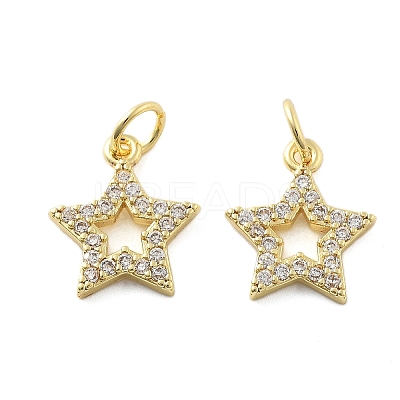 Brass Micro Pave Cubic Zirconia Charms KK-C092-23B-G-1