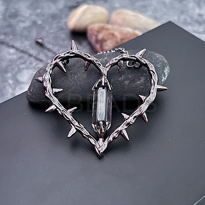 Alloy with Resin Thorned Heart Pendant Necklaces for Women NJEW-Z101-01B-1