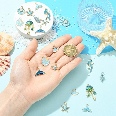 20Pcs 10 Styles Ocean Theme Alloy with Enamel Pendants FIND-YW0012-73-1