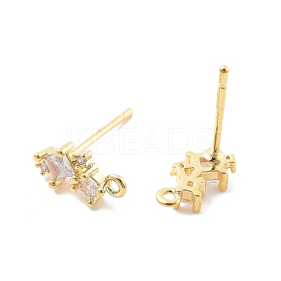 Brass Clear Cubic Zirconia Stud Earring Findings LS-KK-A238-01F-G-1