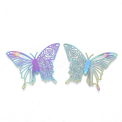 Ion Plating(IP) 304 Stainless Steel Filigree Pendants STAS-R102-29-1