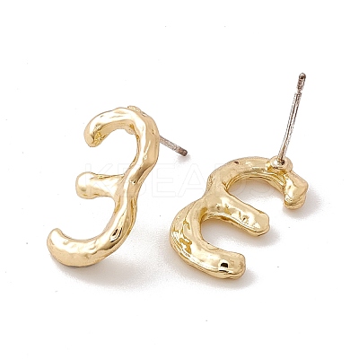 Brass Number Stud Earrings with 925 Sterling Silver Pins for Women EJEW-A077-01C-1