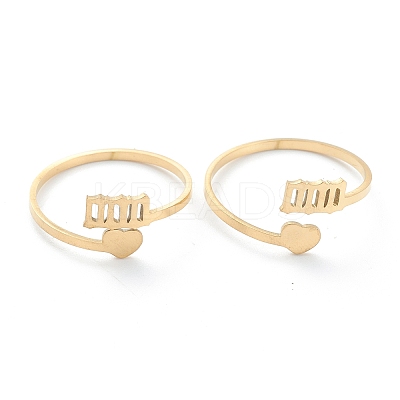 Ion Plating(IP) 201 Stainless Steel Cuff Rings RJEW-M136-01B-G-1