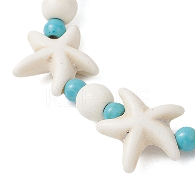 Starfish & Turtle Synthetic Turquoise Beads Stretch Bracelets for Women BJEW-JB12129-03-1
