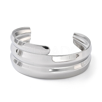 304 Stainless Steel Cuff Bangles for Women BJEW-Z078-19P-1