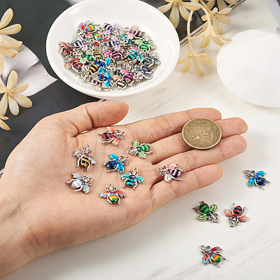 60Pcs 12 Colors Alloy Enamel Pendants ENAM-TA0001-61-1