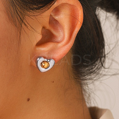 304 Stainless Steel Stud Earrings for Women WGC125F-03-1