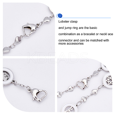 112Pcs 4 Style 304 Stainless Steel Heart Lobster Claw Clasps and Open Jump Rings STAS-DC0001-14-1