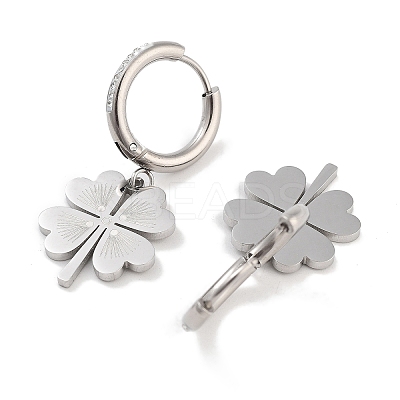 Clover 304 Stainless Steel Dangle Earrings EJEW-L283-080P-1